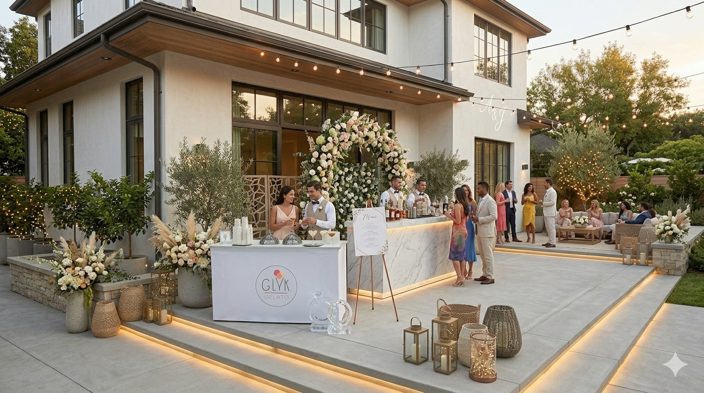 Couple enjoying gelato from a Glyk cart